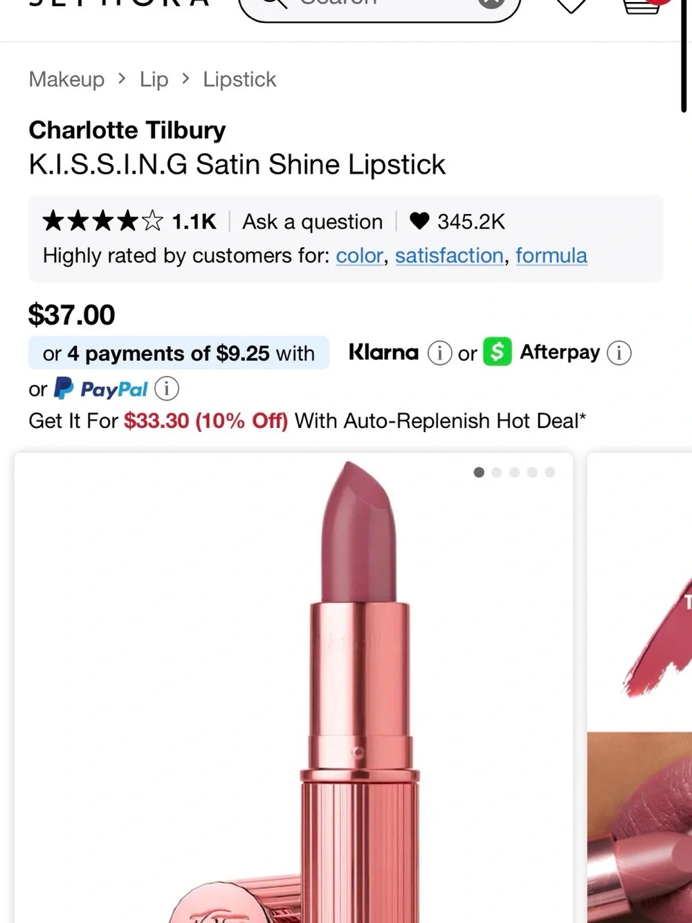 Charlotte Tilbury K.I.S.S.I.N.G Lipstick in Dusty Rose